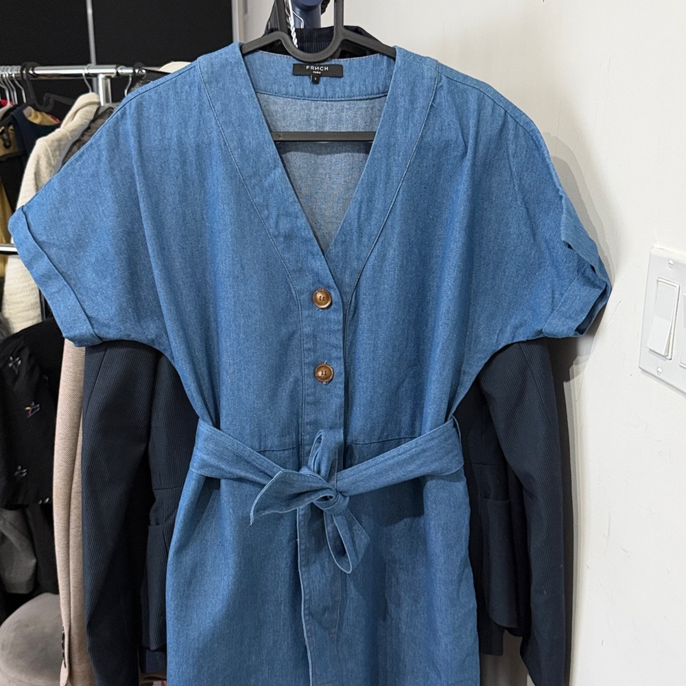 FRENCH Blue Button-Up Jumpsuit - Picture 7 of 9